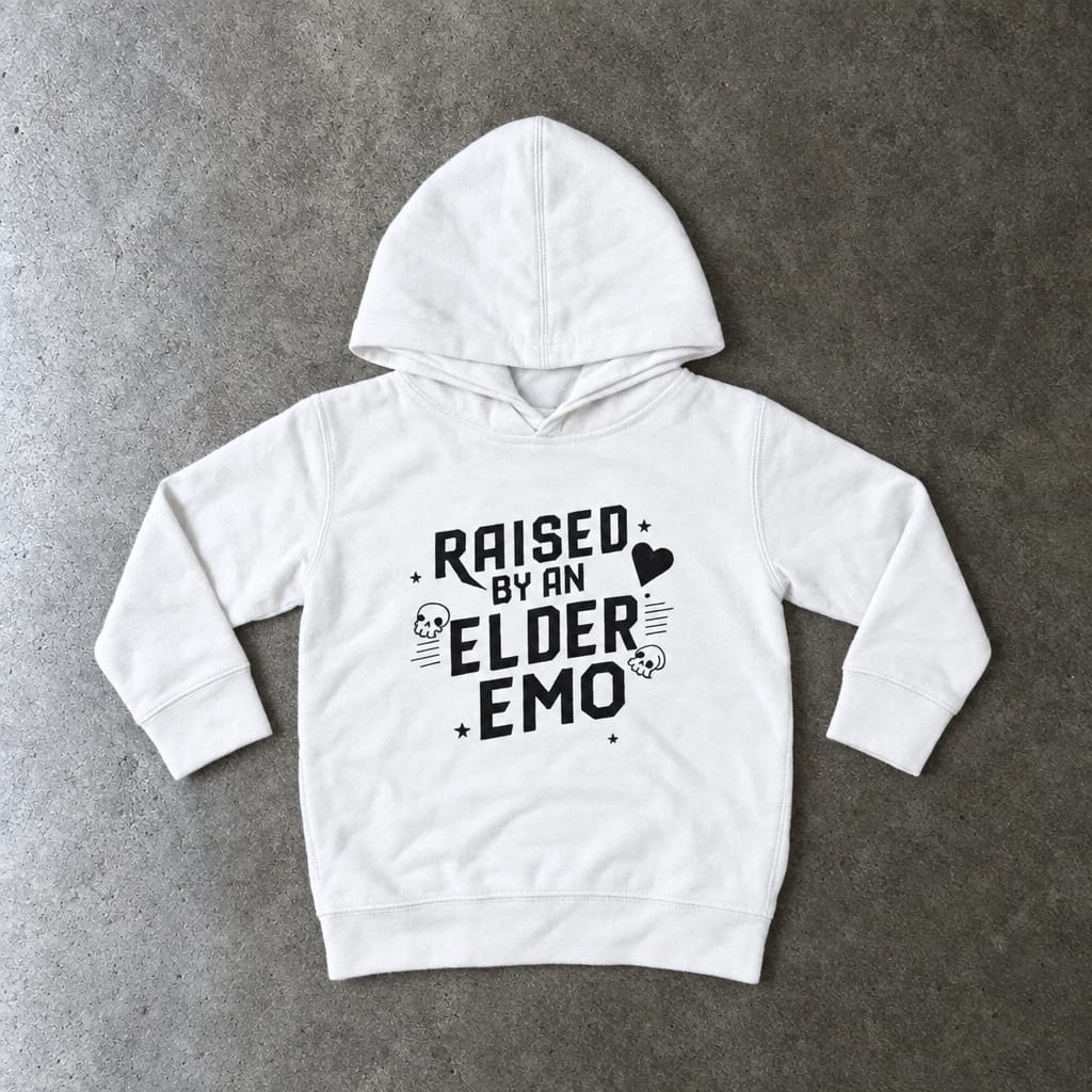 Raised By An Elder Emo Toddler Hoodie White / 2T