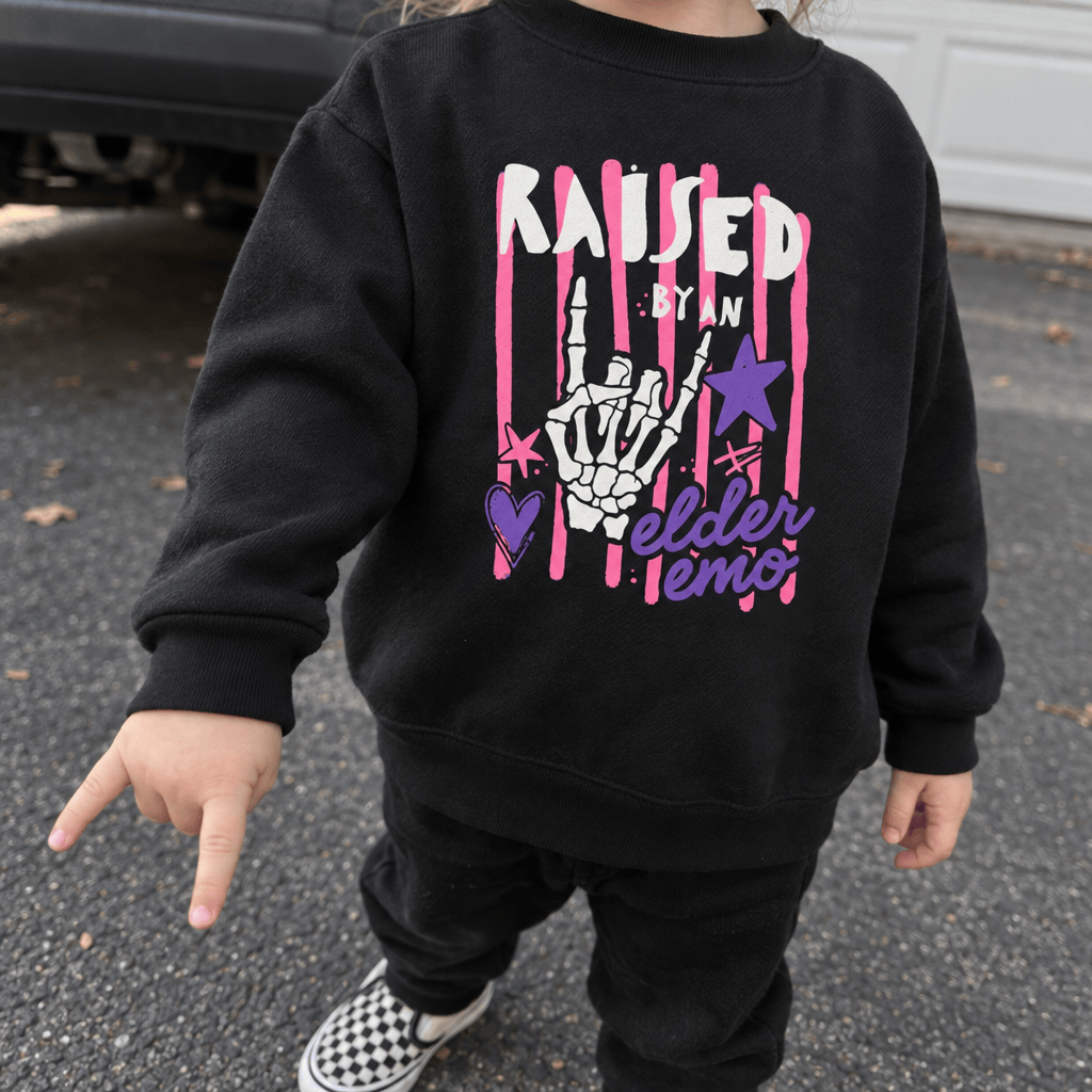 Raised by an Elder Emo Toddler Sweatshirt