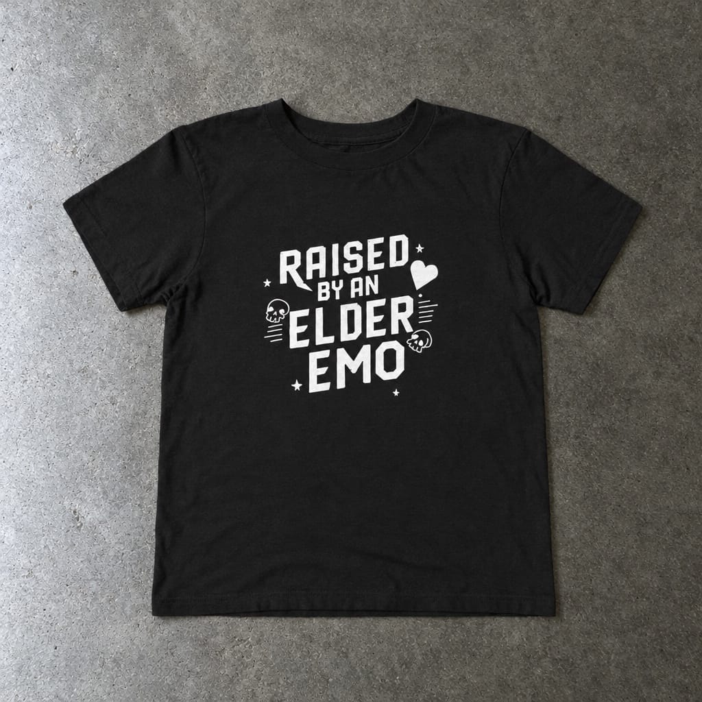 Raised by an Elder Emo - Toddler Tee Black / 2T