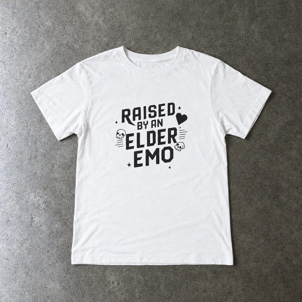 Raised by an Elder Emo - Toddler Tee CA White / 2T