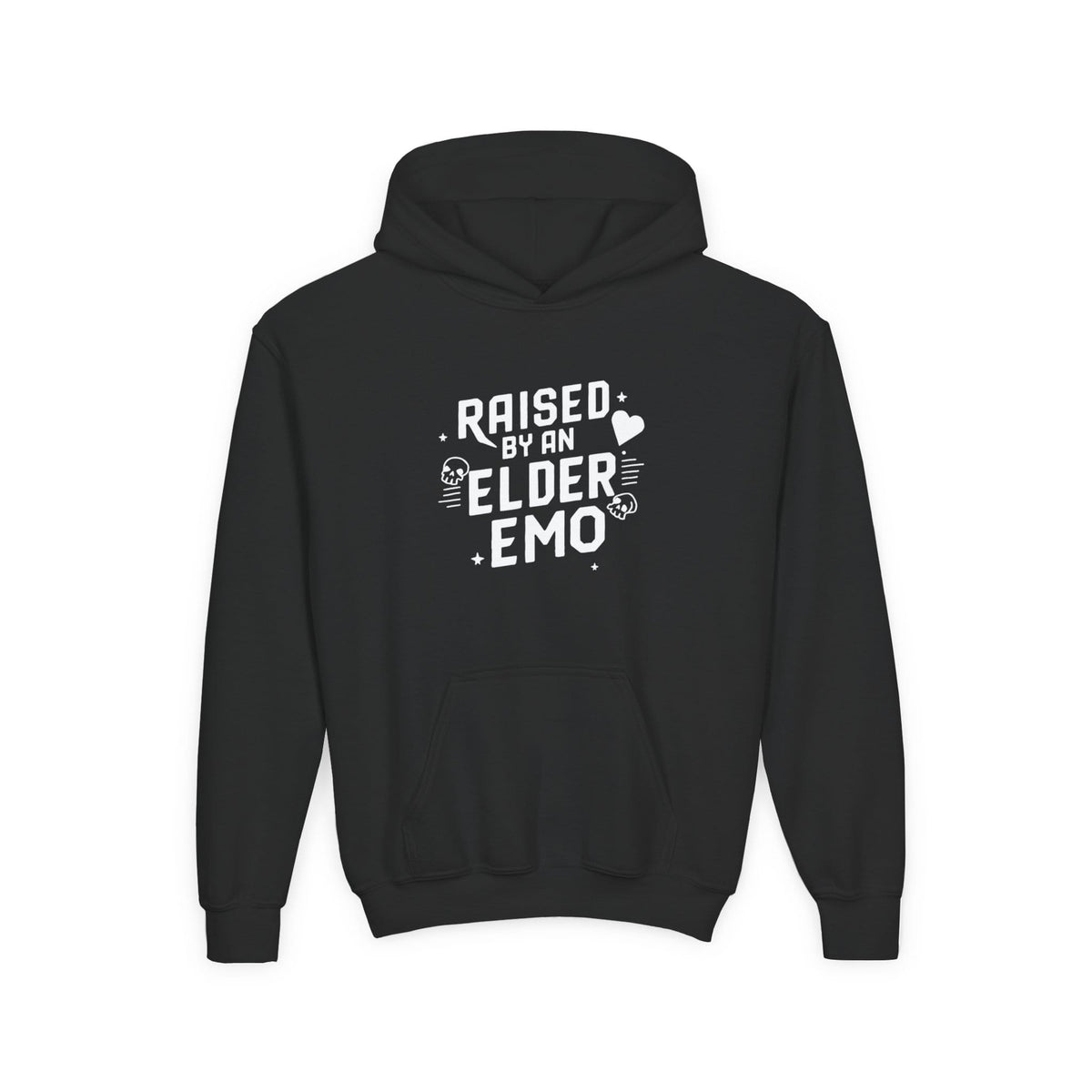 Raised by an Elder Emo Youth Hoodie CA Black / S