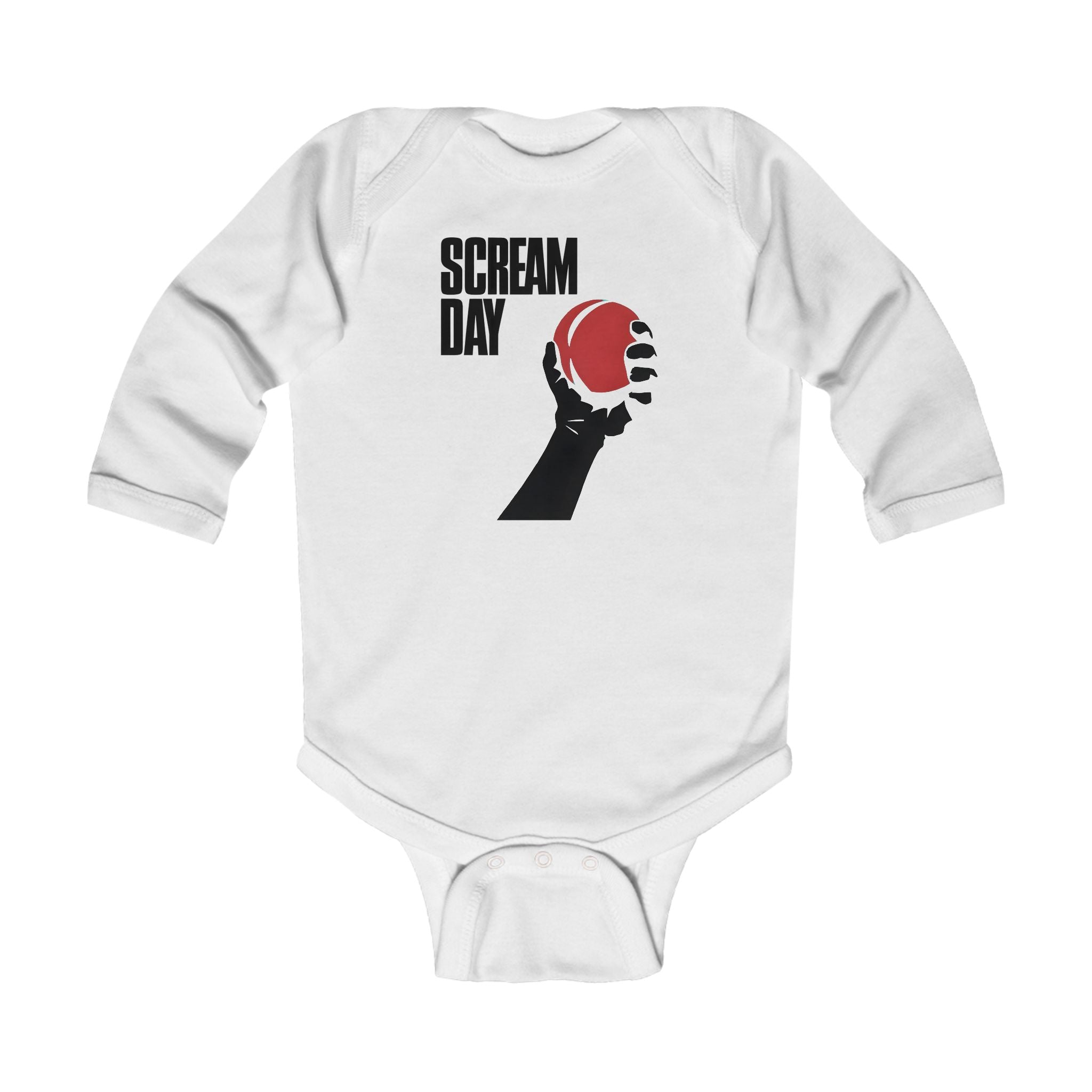 Scream Day - Long Sleeve Onesie White / NB (0-3M)