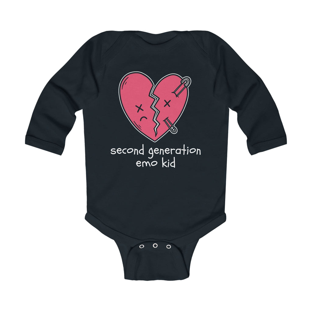 Second Generation Emo Kid 2.0 Long Sleeve Bodysuit Black / NB (0-3M)