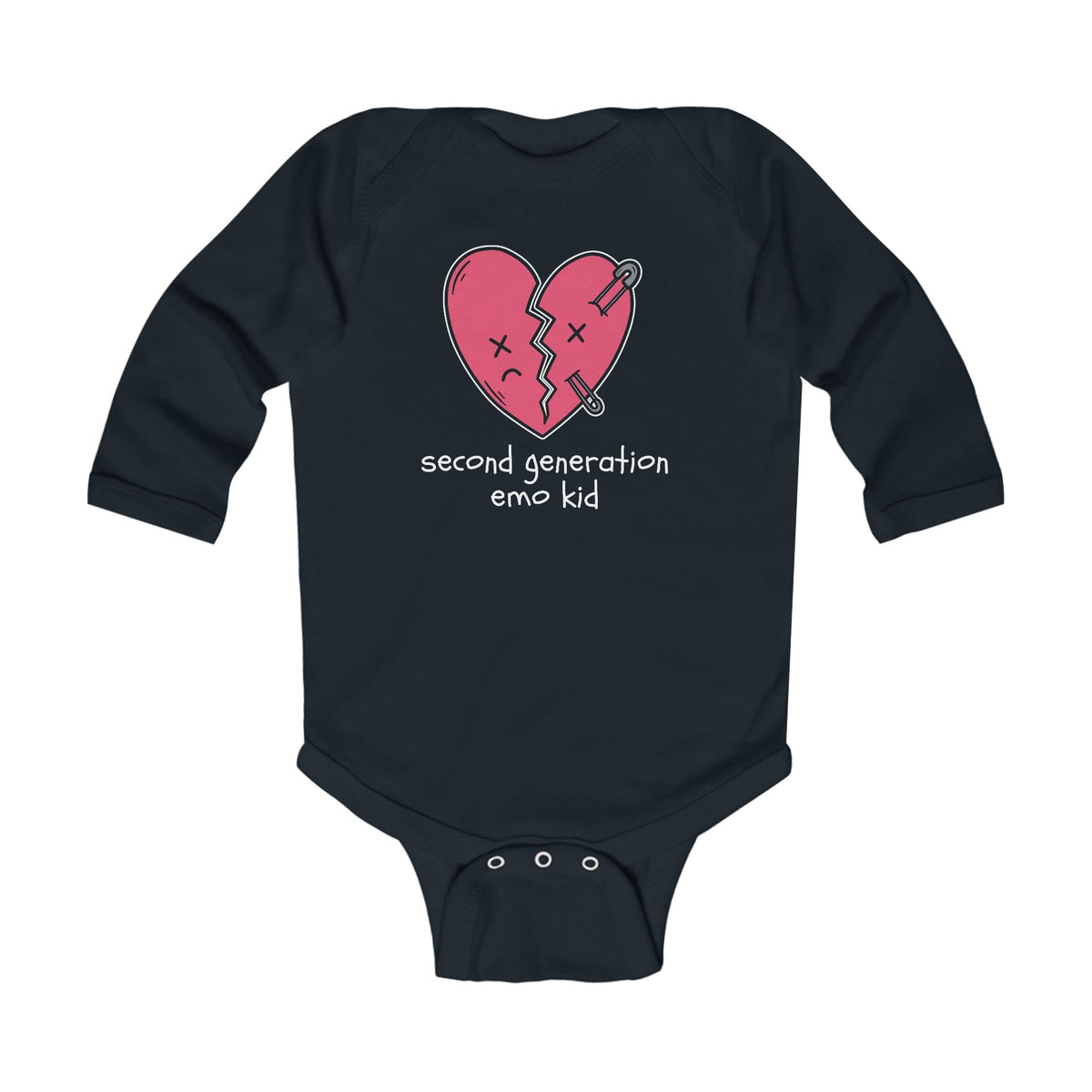 Second Generation Emo Kid 2.0 Long Sleeve Bodysuit Black / NB (0-3M)