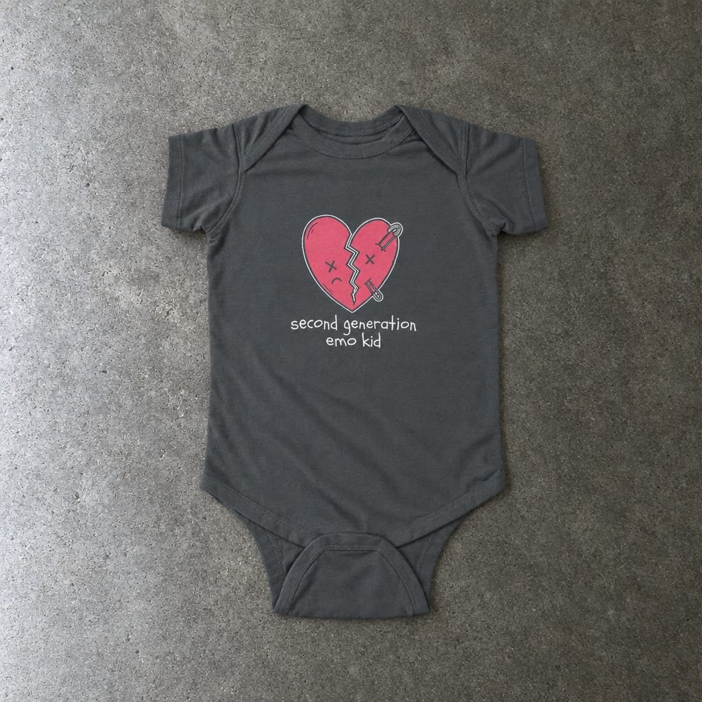 Second Generation Emo Kid 2.0 Onesie Charcoal / NB (0-3M)