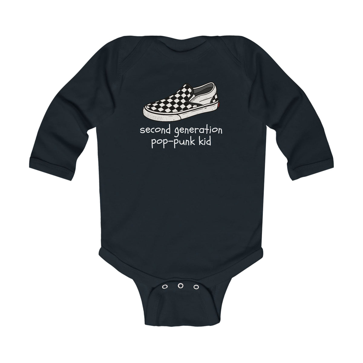 Second Generation Pop-punk Kid 2.0 Long Sleeve Bodysuit Black / NB (0-3M)