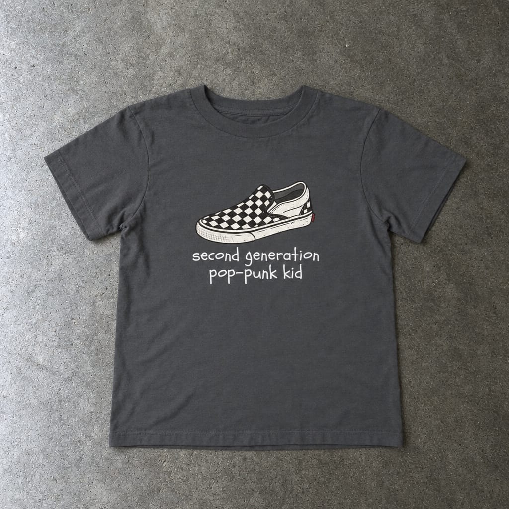 Second Generation Pop-punk Kid 2.0 toddler tee in asphalt, laid flat