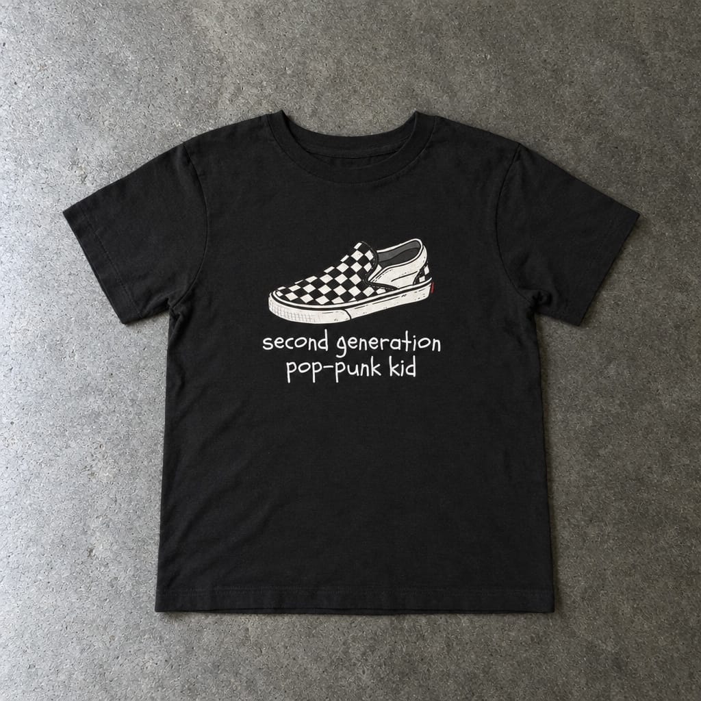 Second Generation Pop-punk Kid 2.0 toddler tee in black, laid flat