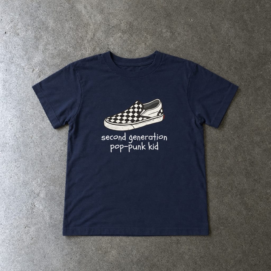 Second Generation Pop-punk Kid 2.0 toddler tee in navy, laid flat