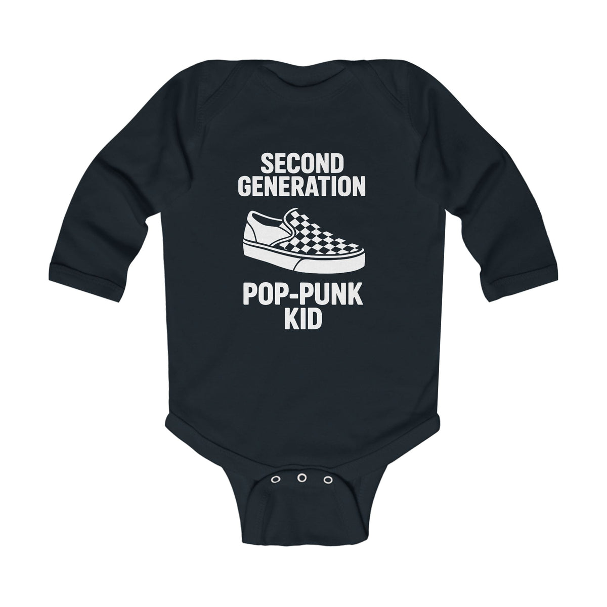 Second Generation Pop-punk Kid - Long Sleeve Onesie CA Black / NB (0-3M)