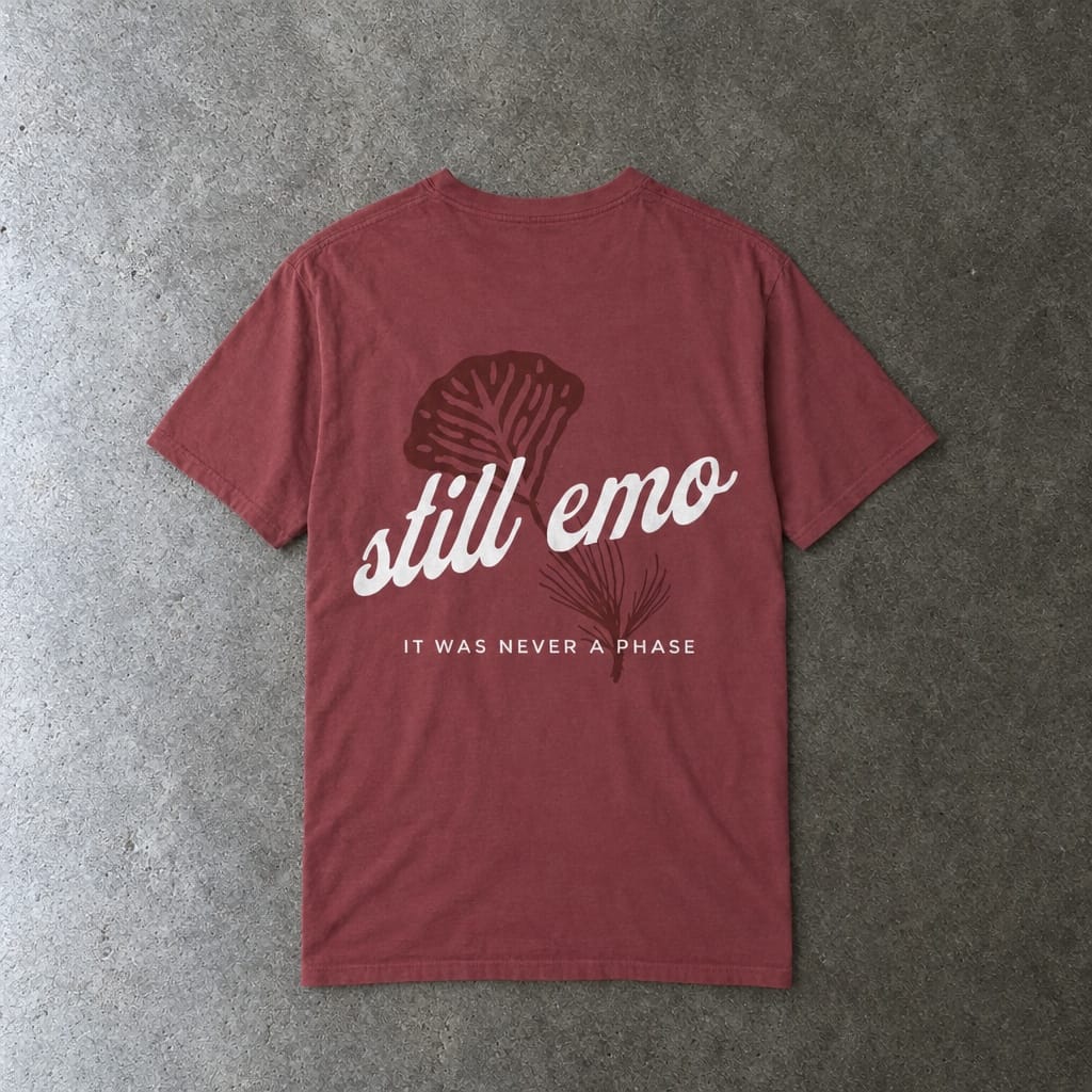Still Emo Flower Tee on Comfort Colors Chili / S