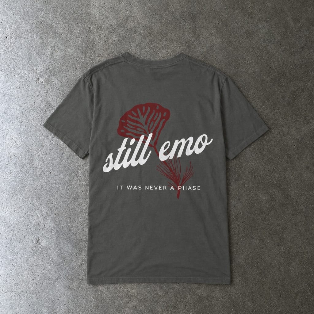Still Emo Flower Tee on Comfort Colors Pepper / S
