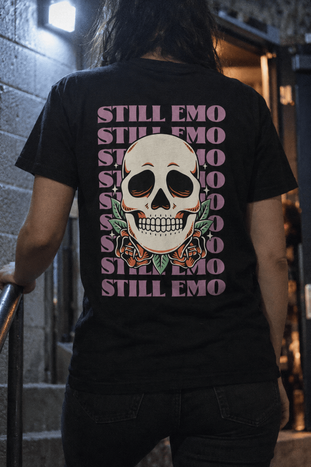Still Emo Skull Tee on Comfort Colors