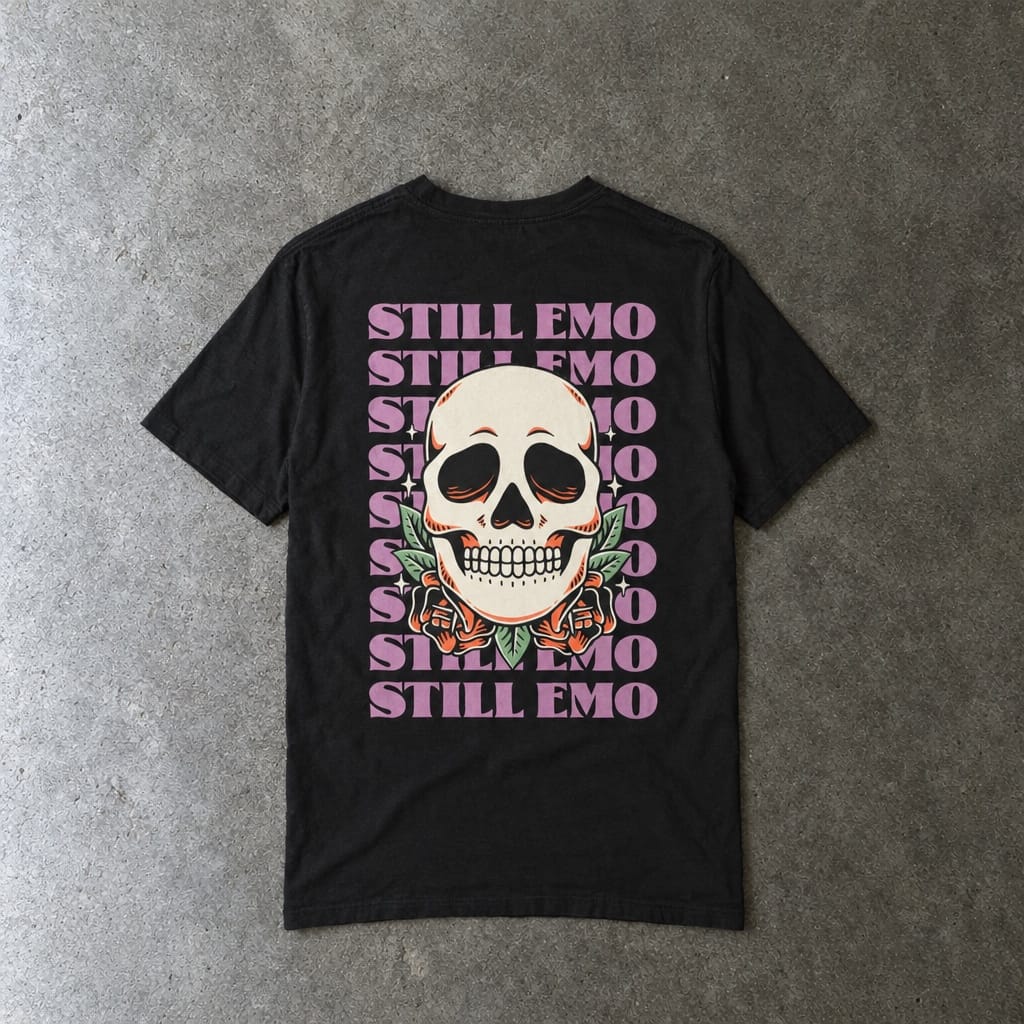 Still Emo Skull Tee on Comfort Colors Black / S