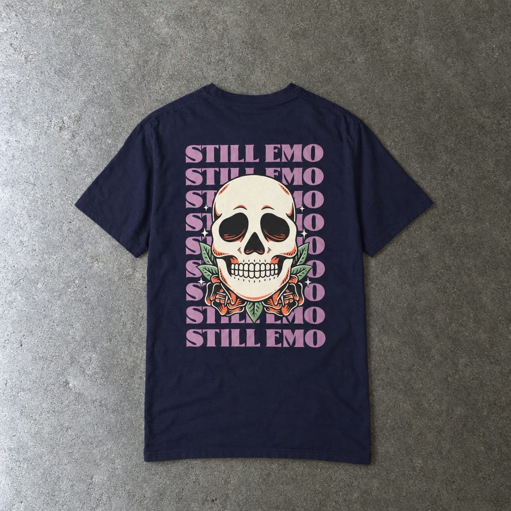 Still Emo Skull Tee on Comfort Colors True Navy / S