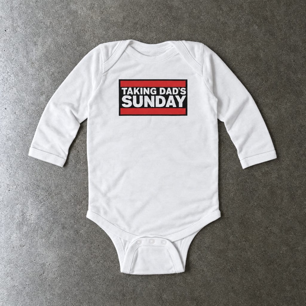 Taking Dad's Sunday - Long Sleeve Onesie White / NB (0-3M)